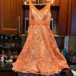 Moulinette Soeurs Vibrant Orange Floral Midi Dress